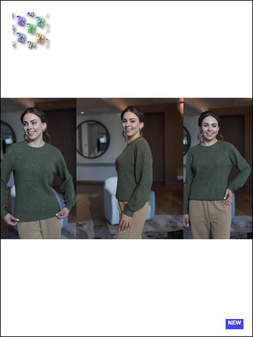 100% Acrylic Women's Knit Pullover Sweater Crew Neck Long Sleeve Loose Fit - Picture 6 of 6